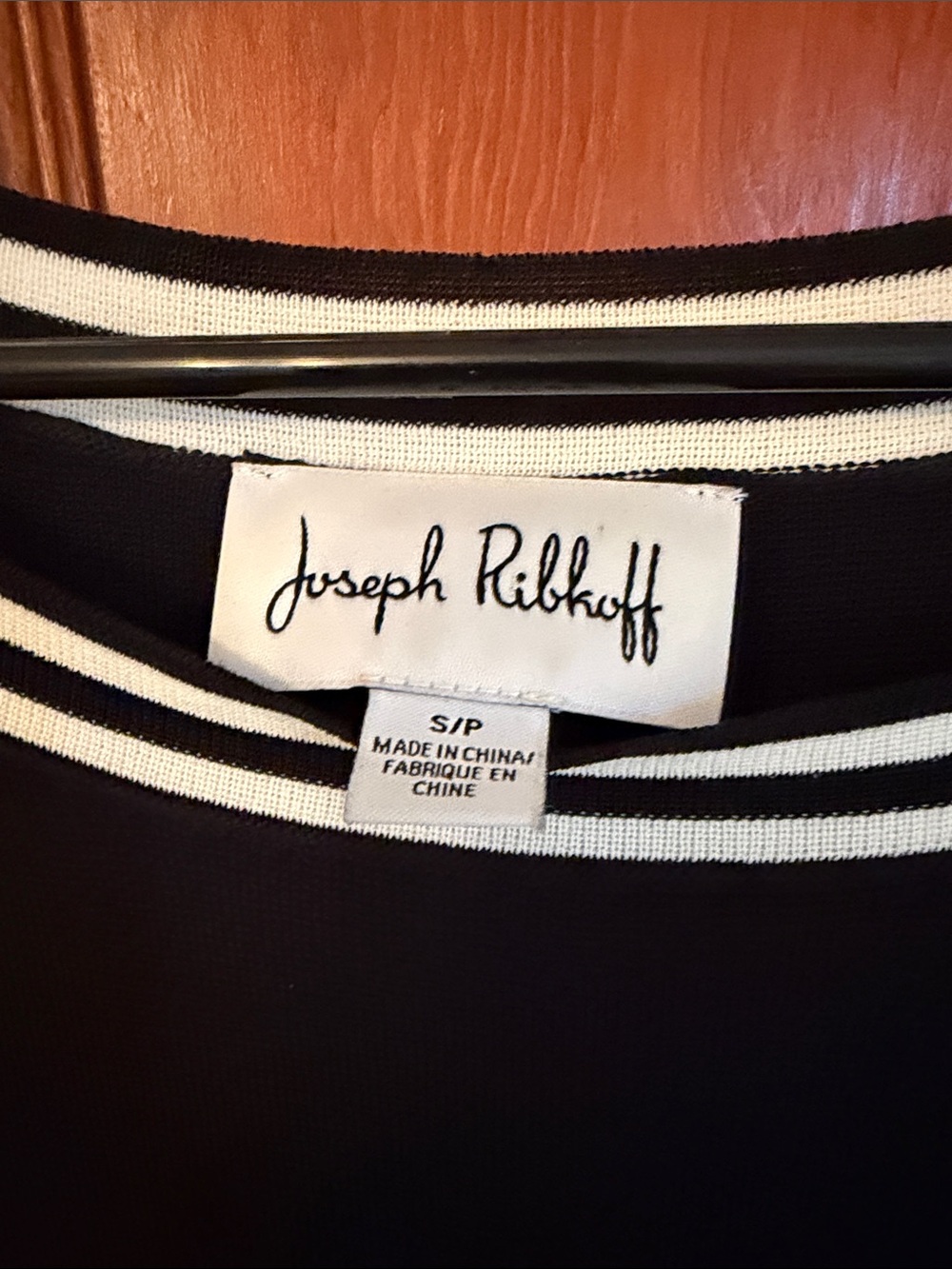 Joseph Ribkoff Black Top with White Striped Neckline